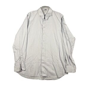 Suitsupply Traveller Men Shirt 46-18 Blue White Check Cotton Long Sleeve‎